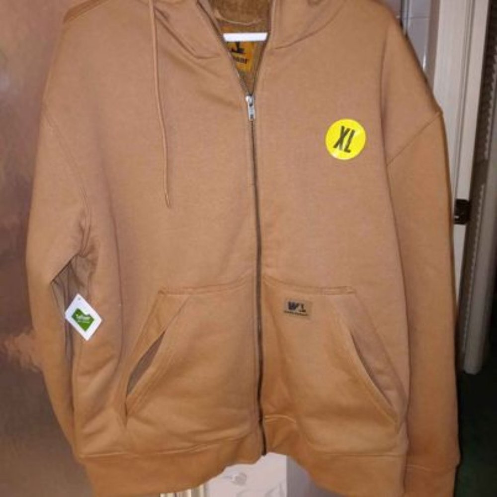 New Wells Lamont XL Tobacco Sherpa Lined Hoodie Teflon Coated Jacket P
